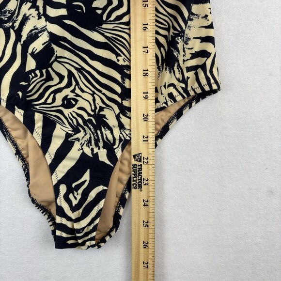 Crewcuts By J Crew Zebra Print Bathing Suit Girls Youth 16 One Piece Open Back - Picture 9 of 10